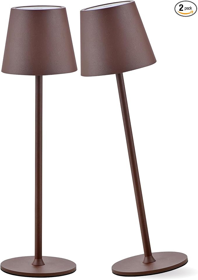 2 Pack Cordless Table Lamp, 5000mAh Portable Rechargeable LED Desk Lamp, 3 Color Modes Stepless Dimming Table Light with Memory Function, for Dinner, Patio, Home, Restaurant.