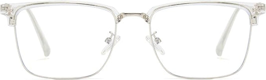 Cyxus Men Blue Light Blocking Glasses Half Rimless Computer Gaming Glasses Square Fashion Glasses 8133