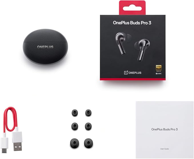 OnePlus Buds Pro 3, Wireless Bluetooth Earbuds, Noise Canceling Earbuds, Deep Bass, Immersive Sound, Up to 44 Hour Playtime with Charging case, Midnight Opus