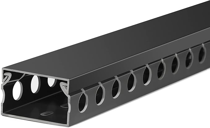 ZhiYo Cable Raceway 78in(2xL39in), Server Rack Cable Management Under Desk Cord Organizer, Electrical Safe PVC Cable Channel Open Slot Wire Raceway for Network/PC/TVs, Wire Duct H1 x W1.6in Black