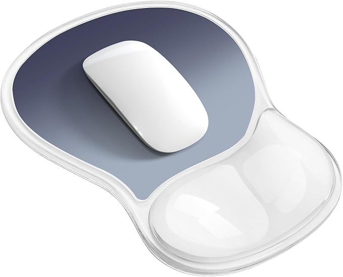 Mouse Pad with Wrist Rest,Ergonomic Mouse Pad with Comfortable Gel Wrist Rest Support and Non-Slip PU Base for Easy Typing Pain Relief, Durable and Washable (Transparent Black Gradient)
