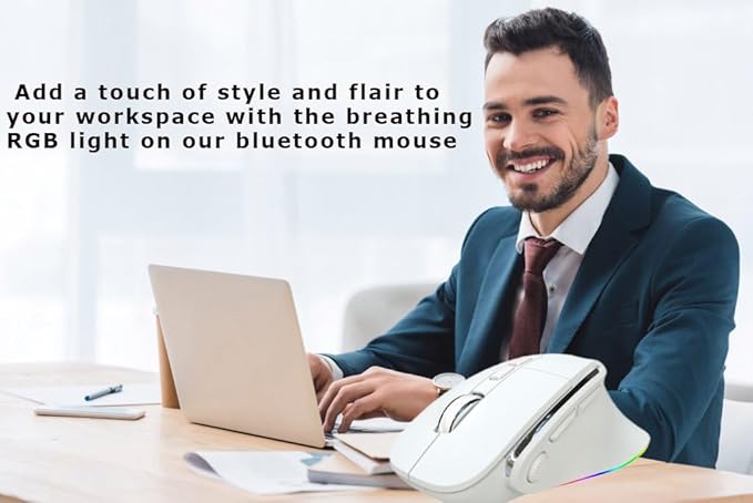 Ergonomic Mouse Large Middle Hands Dual Mode(Bluetooth+USB)Rechargeable Vertical Carpal Tunnel Bluetooth Wireless Mouse for PC/Laptop/Computer/Desktop/Tablet/ipad/Macbook Air/Pro Office Work Gift