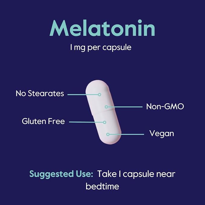 BESTVITE Melatonin 1 mg (240 Vegetarian Capsules) - No Stearates - No Sucralose, No Dextrose, No Silicon Dioxide, No Mannitol - Vegan - Non-GMO - Gluten-Free