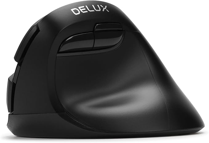 DeLUX Wireless Small Ergonomic Mouse, Silent BT Vertical Mouse, 6 Buttons and 4000 DPI, Reduce Wrist Pain and Hand Pressure, for PC Computer Laptop (M618Mini DB-Black)