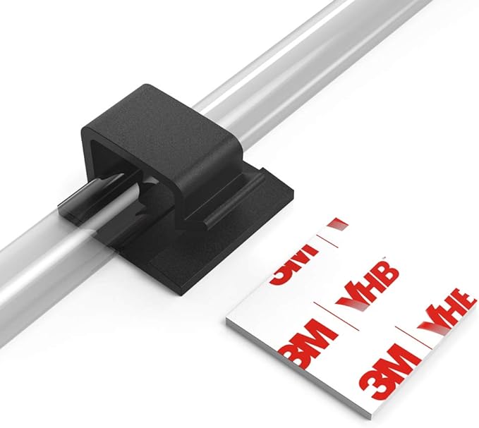 Cable Clips with Strong Self-Adhesive, XIAOXI R Shape Cable Management TV PC Wire Holder Sticky Tidy and Organizer Cord and Wires - 40 Pcs (Black)