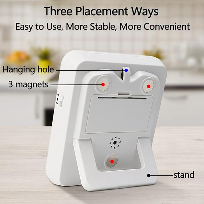 Digital Dual Kitchen Timer, 3 Channels Count Down/Up Triple Timer for Cooking, Magnetic Memory-Preset Large Display Adjustable Alarm Volume, Multi Times Management, 3A Battery Included, White