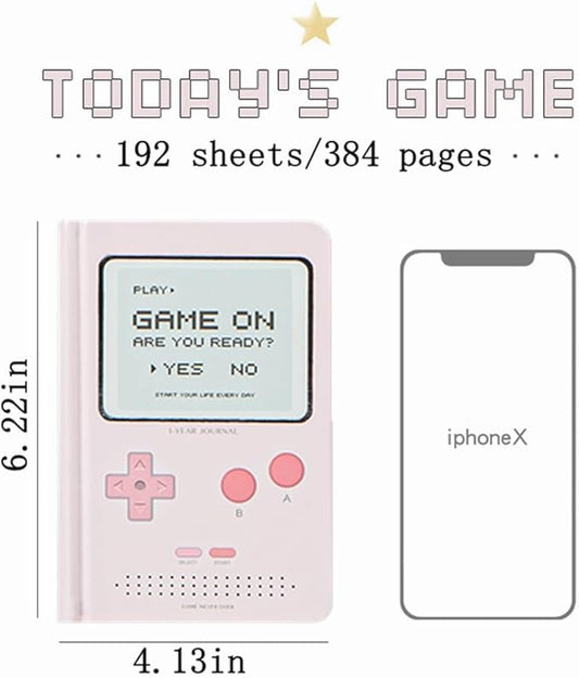 Undated Daily Planner 365 Days Notebook Game Design Pocket Organizer Appointment Book Journal Notebook A6 mini Cute Diary (Pink+Blue)