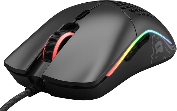 Glorious Model O- (Minus) Compact Wired Gaming Mouse - 58g Superlight Honeycomb Design, RGB, Pixart 3360 Sensor, Ambidextrous, Omron Switches - Matte Black