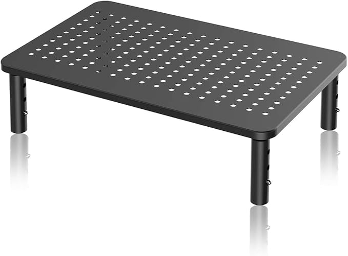 suptek Computer Monitor Stand Riser,Monitor Riser for Laptop, Printer, Notebook and All Flat Screen TV Display with Vented Platform,3 Height Adjustable Laptop Riser,1 Pack,Black(MST003)