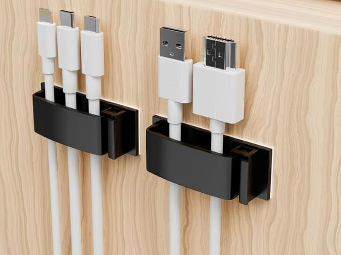 Cable Clips, Ethernet Cable Organizer, Conwork Adhesive Wire Management Clamps, Desktop Cord Holder Hider, Charging Cable Drop Organizer & Management System for TV PC Laptop Home Office [25-Pack]