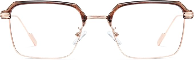 Cyxus Semi Rim Blue Light Glasses for Men Women TR90 Metal Frame UV Blocking Computer Glasses Clear Lens Square Eyewear