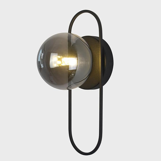Smoked Glass Wall Sconces Black Bathroom Vanity Light Fixture Vintage Flush Mount Wall Sconce Lighting Mid Century Modern Hallway Sconce Farmhouse Globe Wall Light