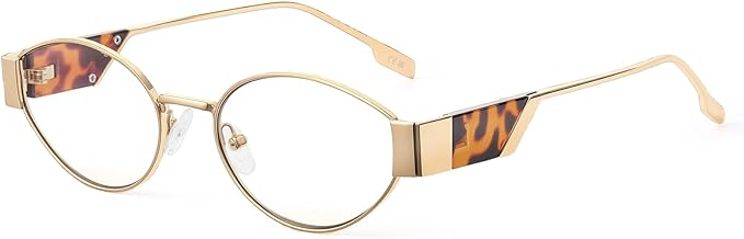 JIM HALO Trendy Oval Blue Light Glasses for Woman Men, Retro Round Computer Screen Blocker Glasses Eyes Protection UV400