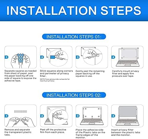 ZOEGAA 14 Inch Laptop Privacy Screen Filter, for 16:10 Widescreen Monitors -Dell HP Acer Samsung Lenovo ASUS Toshiba, Removable Privacy Screen Anti-Peeping, Anti Blue Light Blocking and Anti Glare