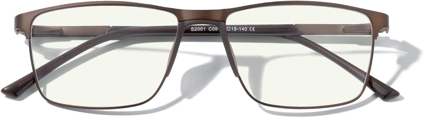 MERRY'S Fashion Blue Light Blocking Glasses - Reading Glasses Metal Frame Spring Hinge Readers for Men Eyeglasses