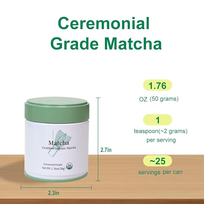 MatchAdmire Ceremonial Grade Zero-Burden Matcha Powder, Premium First Harvest USDA Certified Organic Green Tea Powder, Rich Flavor,100% Vegan with No Fillers,Radiation-Free Matcha(1.76oz/50g)