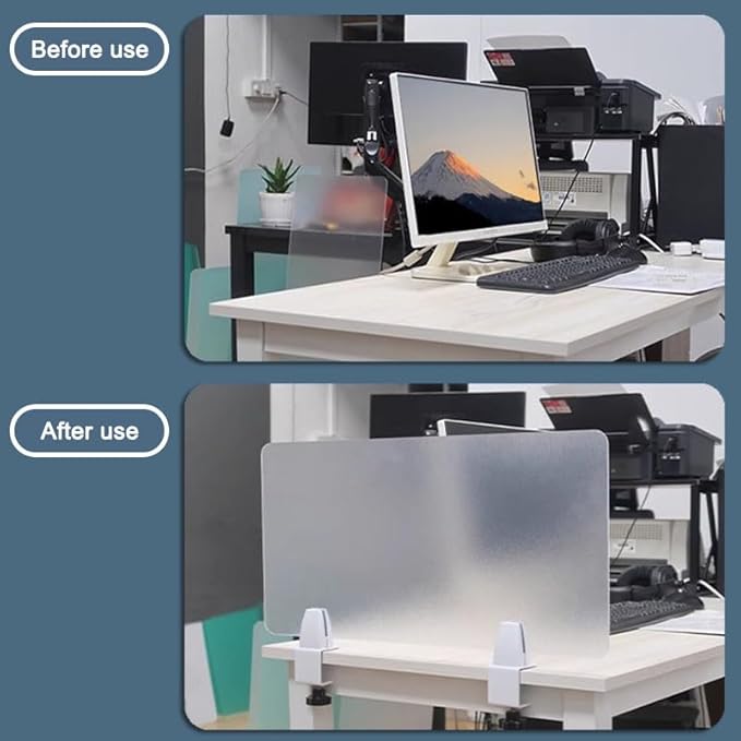 Desk Privacy Panel, Freestanding Frosted Desk Divider, Acrylic Office Partition 23.6”x19.7”, Portable Shield Boards Reduces Distractions for Classroom