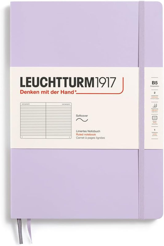 LEUCHTTURM1917 - Notebook Softcover Composition B5-123 Numbered Pages for Writing and Journaling (Ruled, Lilac)