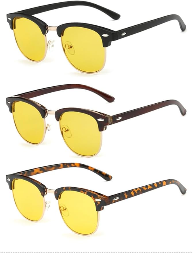 Night driving yellow Blue Light Blocking Glasses Half frame Retro Semi Rimless Clear Lens Glasses Eyewear Men Women