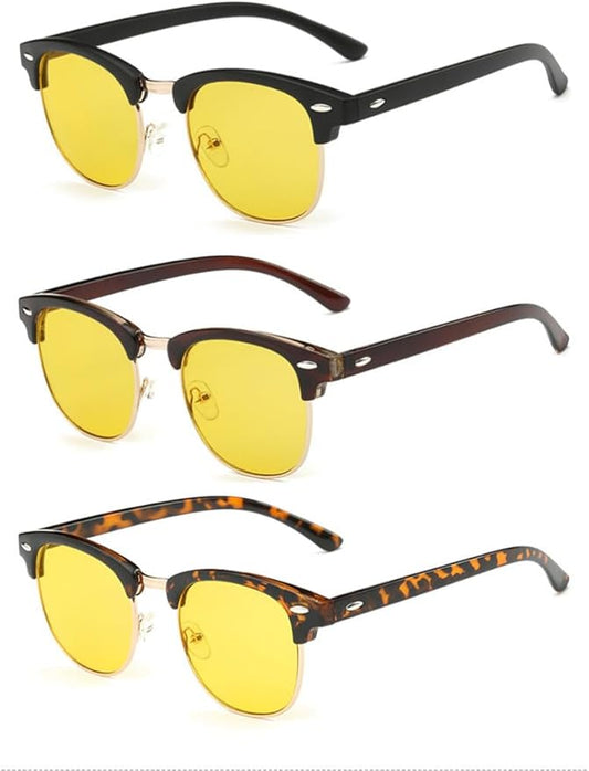Night driving yellow Blue Light Blocking Glasses Half frame Retro Semi Rimless Clear Lens Glasses Eyewear Men Women