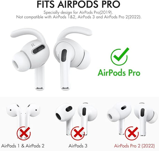 AhaStyle 3 Pairs AirPods Pro Ear Hooks Covers [Added Storage Pouch] Anti-Slip Ear Covers Accessories Compatible with Apple AirPods Pro (White)