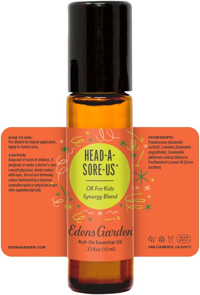 Edens Garden Head-A-Sore-Us Essential Oil Roll-On Blend- 100% Pure Premium Grade, Natural, Therapeutic, Aromatherapy, Kid & Skin Safe,The Best For Travel, Health,Wellness Pre-Diluted 10 ml (.33 fl oz)