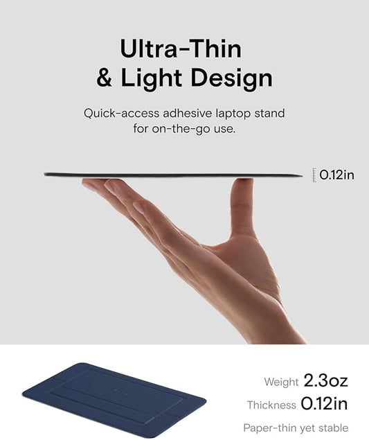 MOFT Laptop Stand for Desk, Adhesive Airflow Laptop Cooling Riser for Heat Dissipation with 2 Adjustable Viewing Angles, Foldable & Portable Computer Stand Compatible with Laptops 11"-16", Navy Blue