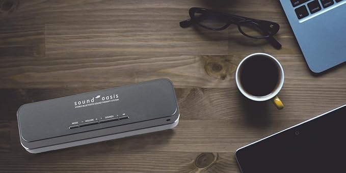 Sound Oasis Stereo Bluetooth Sound Machine for Sleep and Tinnitus Masking, 20 Non-Looping Soothing Sounds Plus Pink Noise, Hi-Fidelity Speakers, Portable Sound Therapy for Home, Baby, Office or Travel