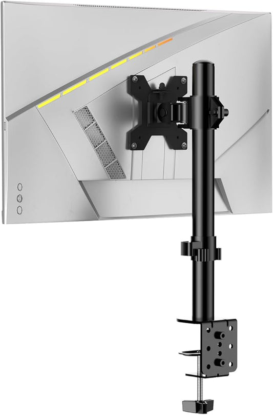 H&C(hcck&Cllassp) Single Monitor Stand for 13-27" Monitors up to 17.6lbs, Adjustable Heights and Angles Monitor Arm, Desk Mount Stand with C-Clamp, VESA 75x75mm or 100x100mm, Black