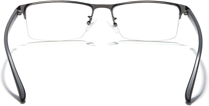 Cyxus Blue Light Glasses for Men Semi Rim Crystal Lens Rimless Glasses UV Blocking Gaming Eyeglasses