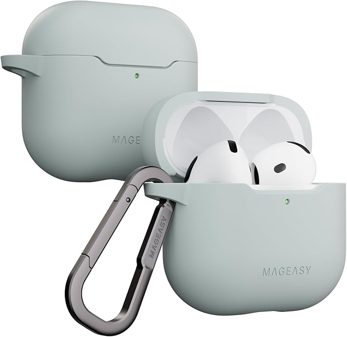 MAGEASY Designed for AirPods 4 Case - Shockproof Protective Case for AirPods 4, Stain-Resistant, Smooth & Skin-Friendly, Support Wireless Charging - Skin (Mirage Gray)