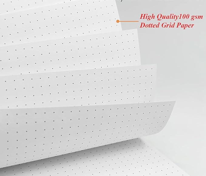 Classic Size Discbound Dotted Grid Refill Paper, 9-Disc Discbound Pre-punched Happy Planner Inserts, 100Sheets/200Pages Loose-Leaf Paper, 100gsm White Paper, 7" x 9.25"