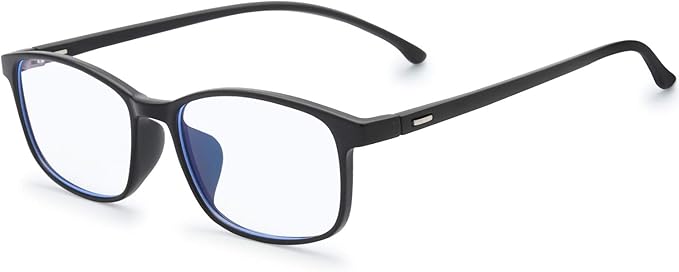 Kids Blue Light Blocking Glasses Silicone Flexible TR-90 Frame, Computer Gaming TV Phone Glasses for Boys Girls Age 3-14 (4-14 yr-Old, B0201 Black)