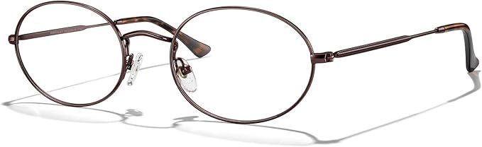RB. Pilot Oval Reading Glasses for Women Men Blue Light Blocking Computer Thin Metal Full Rim Frame Readers