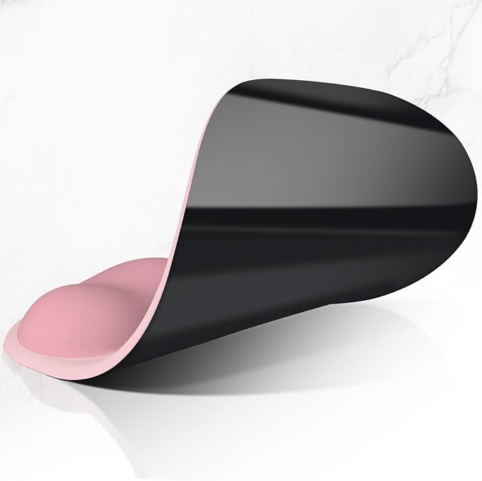 ITNRSIIET Ergonomic Mouse Pad, Cushioned Gel Wrist Rest, Non-Slip Base, Smooth Surface, Cute Multi-Color, 9.5 x 8.2 in, Pink Accent