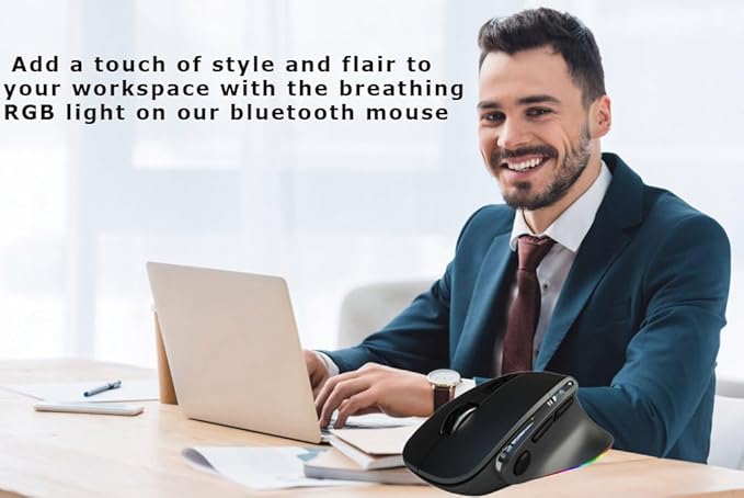 Ergonomic Mouse Large Middle Hands Dual Mode(Bluetooth+USB)Rechargeable Vertical Carpal Tunnel Bluetooth Wireless Mouse for PC/Laptop/Computer/Desktop/Tablet/ipad/Macbook Air/Pro Office Work Gift