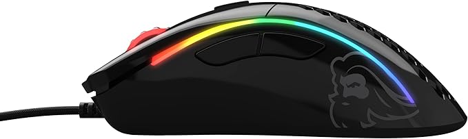 Glorious Gaming Model D Wired Gaming Mouse - 68g Superlight Honeycomb Design, RGB, Ergonomic, Pixart 3360 Sensor, Omron Switches, PTFE Feet, 6 Buttons - Glossy Black