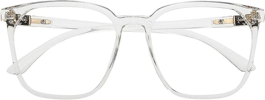 GUDVUE Oversized Blue Light Glasses, Computer Reading/Gaming/Phones Glasses, Anti Glare/UV400/Eye Strain, Large Square Frame
