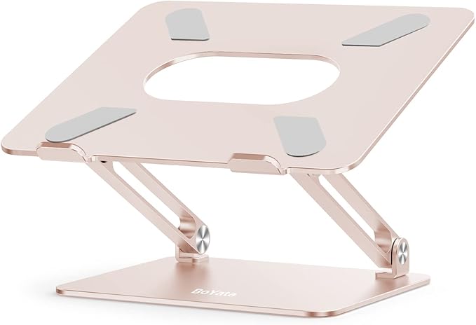 BoYata Laptop Stand, Adjustable Ergonomic Laptop Holder, Aluminium Alloy Notebook Stand Compatible for MacBook Pro/Air, Dell XPS, Lenovo, Samsung Laptops Up to 17 inches-Champagne Gold