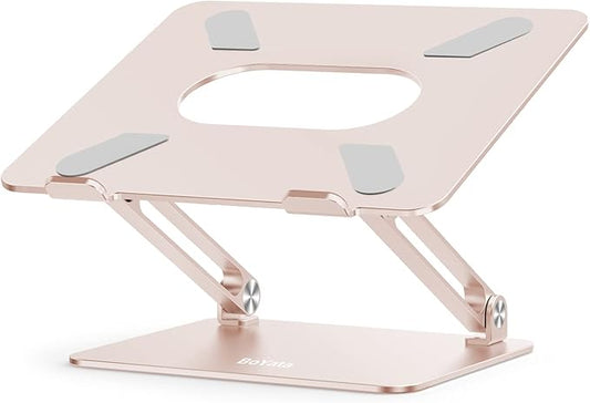 BoYata Laptop Stand, Adjustable Ergonomic Laptop Holder, Aluminium Alloy Notebook Stand Compatible for MacBook Pro/Air, Dell XPS, Lenovo, Samsung Laptops Up to 17 inches-Champagne Gold