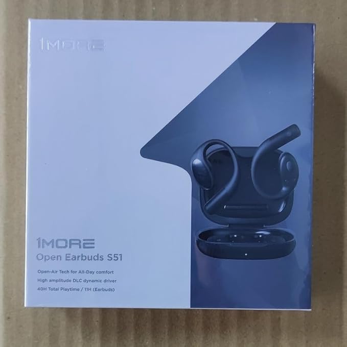 1MORE S51 Open Ear Headphones - Lightweight Secure Fit, Open Ear Earbuds Wireless Bluetooth, 40H Playtime, Bass More+, IPX5 Waterproof, Clear Calls, Game Mode