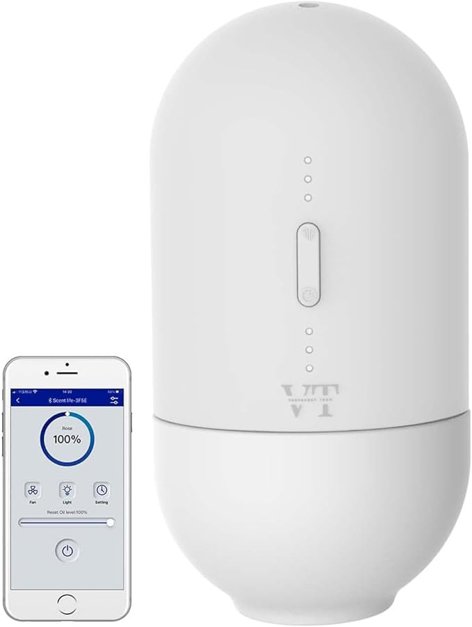 Essential Oils Diffuser Waterless Scent Diffuser, Smart APP Bluetooth Control,Wall Mounted, with Fragrance Oil, Cover Up to 500 SQ.FT for Room Home and Office, Quiet and Safe, White