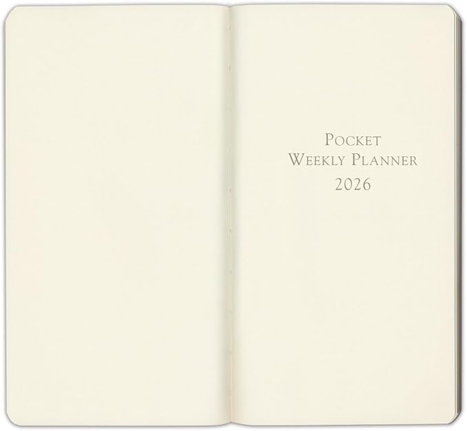 Gallery Leather Pocket Weekly Monthly Planner 2025-2026, Elegantly Bound Calendar Planner and Notebook with Stylish Gold-Gilded Page Edges, 12 Months - Caribbean Aqua - 6 x 3.25 "