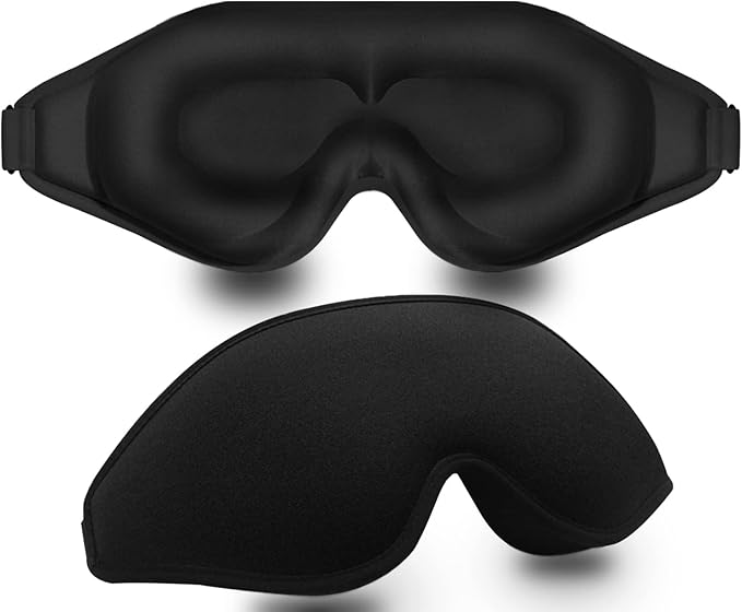 Sleep Mask, 3D Deep Contoured Eye Covers for Sleeping, 99% Block Out Light Eye Mask, Zero Pressure Cup Blindfold for Men Women, with Adjustable Strap for Sleeping, Yoga, Traveling (Black)