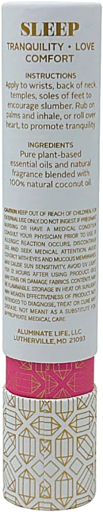 Essential Oil Rollerballs, .34 OZ, Sleep - Rose Quartz Crystal Infused - Scents of Rose, Lavender, and Vanilla - Aromatherapy Roll On, Valentine's Day Gift