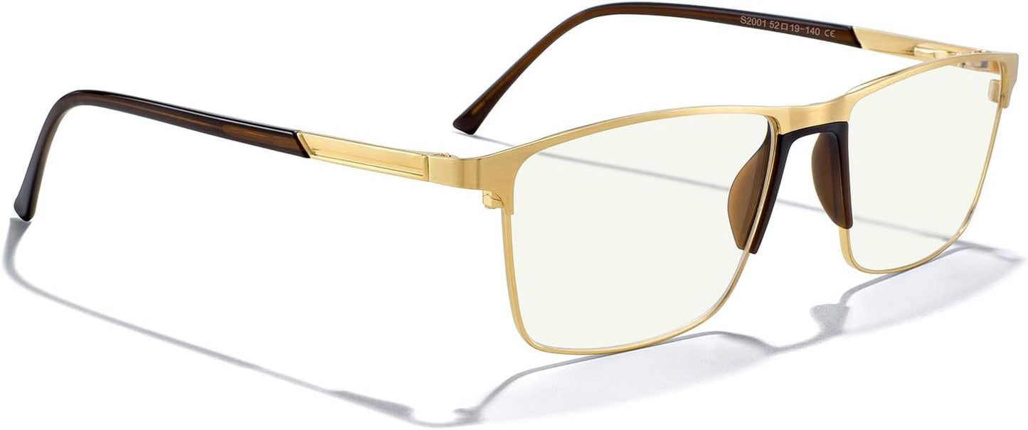 MERRY'S Fashion Blue Light Blocking Glasses - Reading Glasses Metal Frame Spring Hinge Readers for Men Eyeglasses