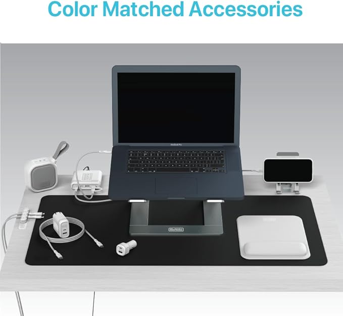 BLACK+DECKER Laptop Stand for Computer Desk, Ergonomic Laptop Stand for Desk, Lap top Riser Compatible with MacBook Notebook, Lap top Holder, Durable Aluminum Computer Riser Accessories, Silver