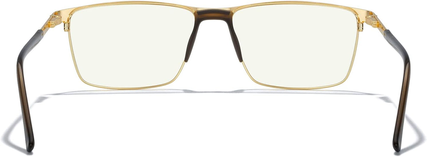 MERRY'S Fashion Blue Light Blocking Glasses - Reading Glasses Metal Frame Spring Hinge Readers for Men Eyeglasses