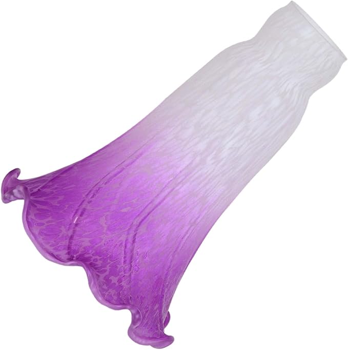 Bieye LS03 Lily Flower Blown Glass Lampshade (White Purple, Opening I.D. 1.26" x O.D. 1.5")