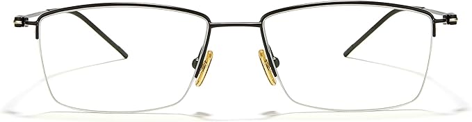 Cyxus Titanium Small Blue Light Glasses for Men Crystal Lens Rimless Glasses UV Blocking Gaming Eyeglasses Frame